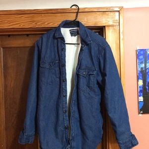 Denim jacket with warm white lining